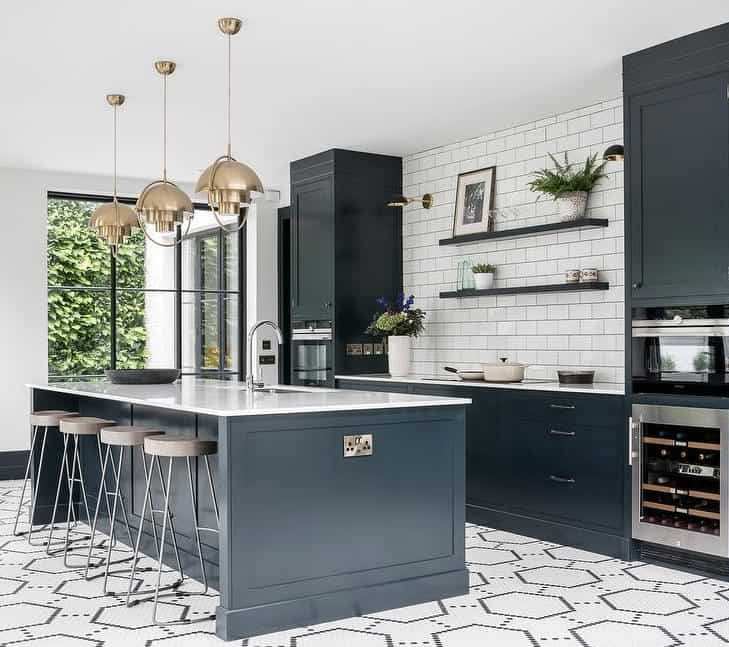 kitchen design with white floors