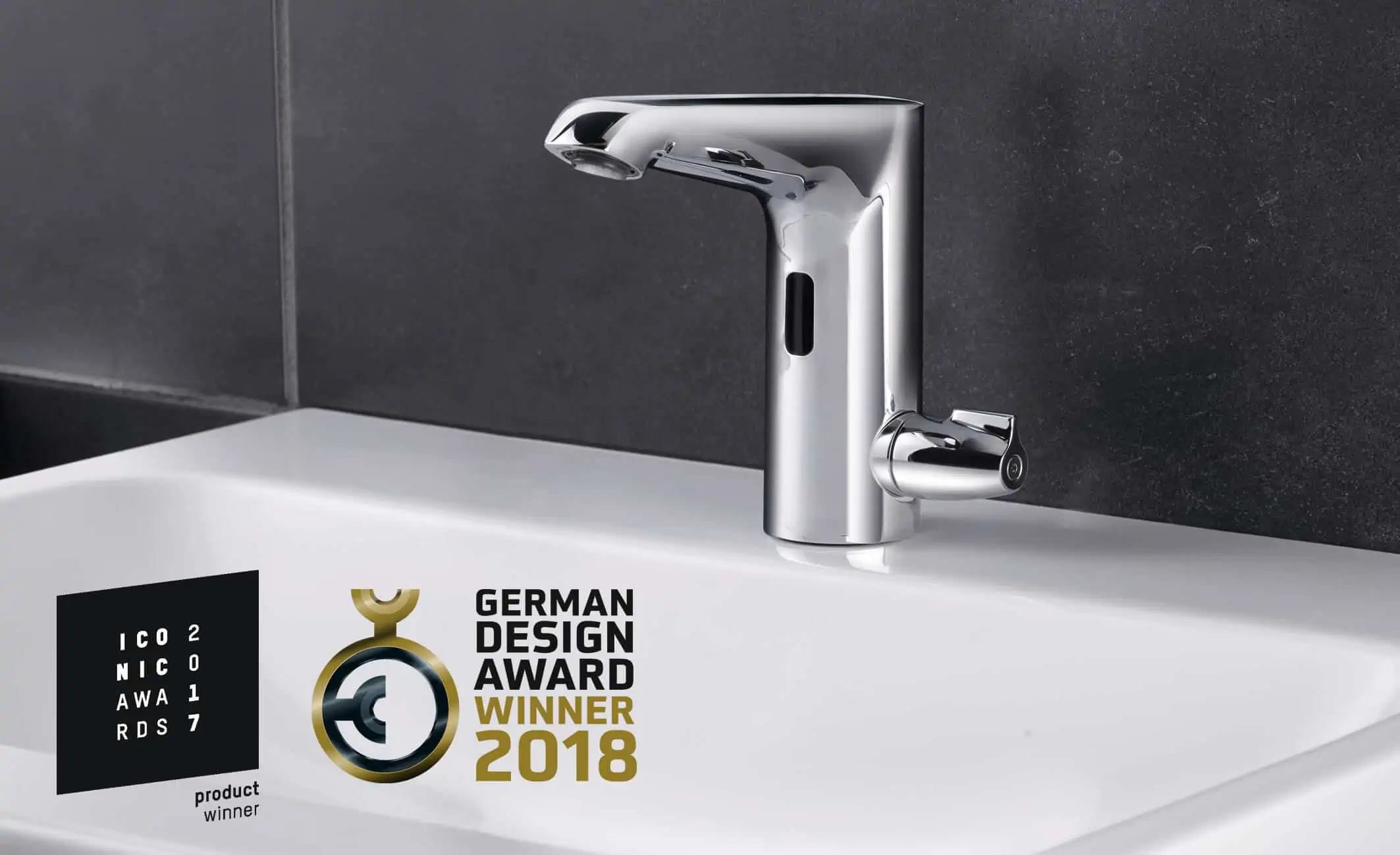 german design award 2019 winner schell xeris sensor faucet family for bathrooms and other public sanitary rooms in chrome finish