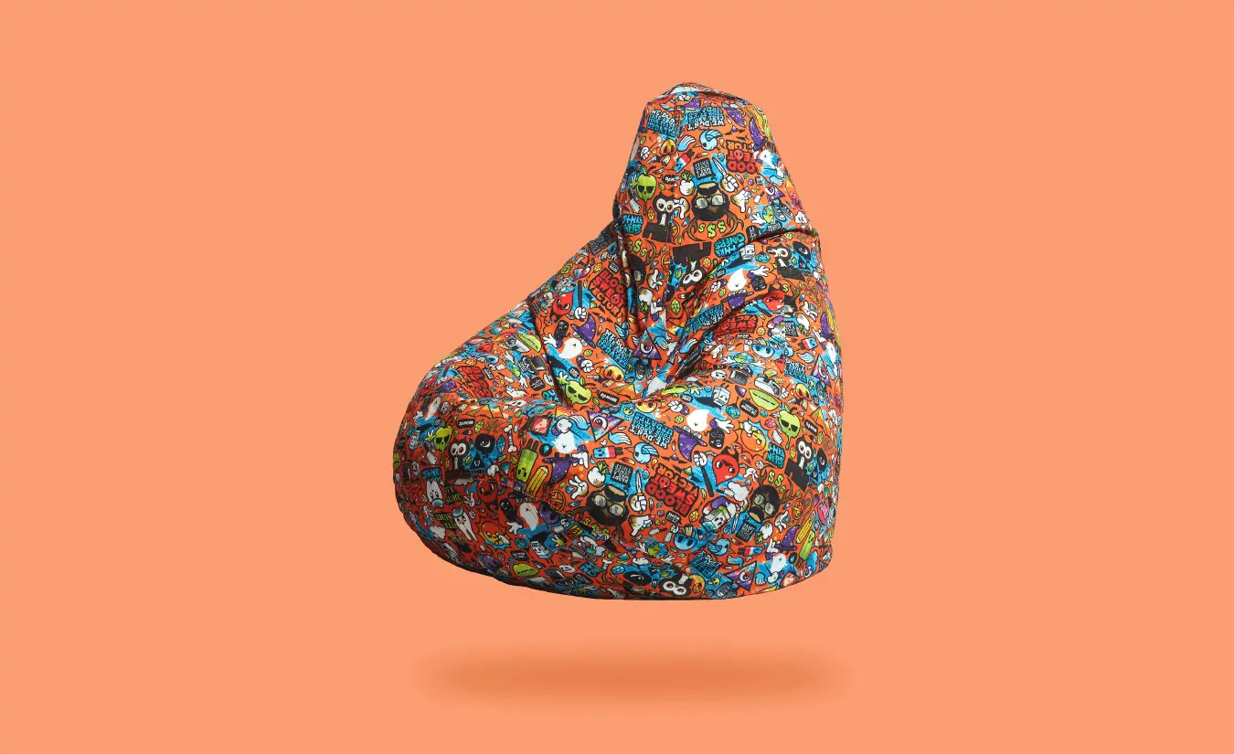 multicolour printed cotton bean bag