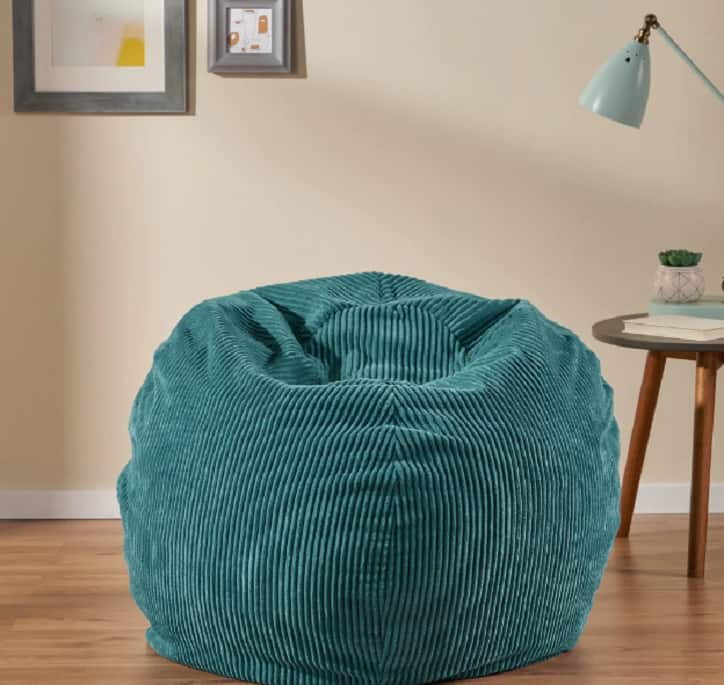 Soft blue corduroy bean bag chair