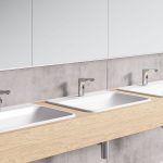 XERIS sensor faucets for bathroom by SCHELL, automatic washbasin draw-off tap with chrome surface finish