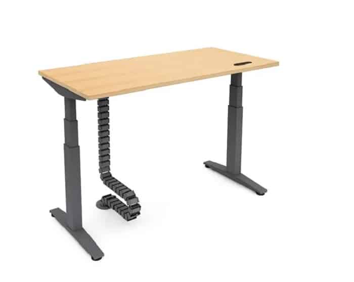 wooden office table with metal adjustable stand