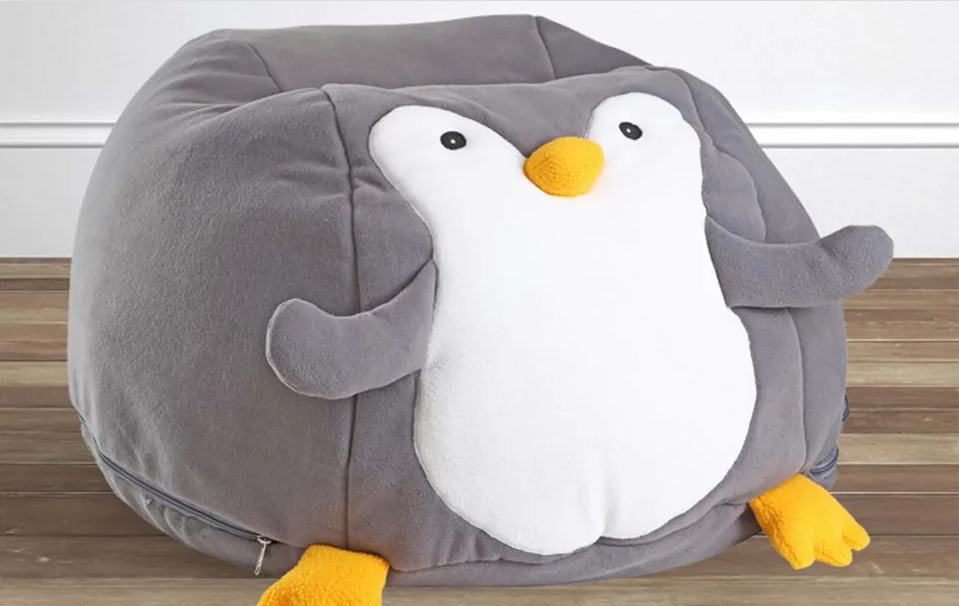 Grey penguin bean bag for kids