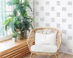 patterened wall sticker with chair and plant