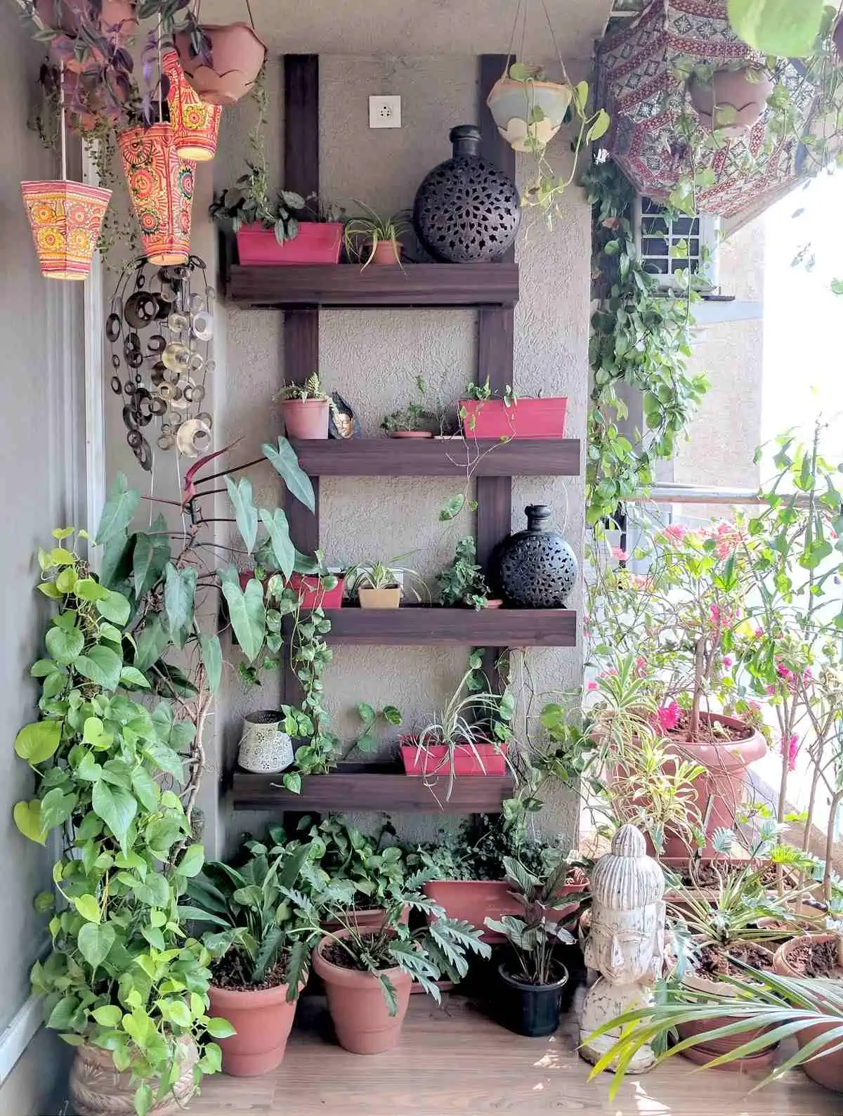 balcony with green plant display