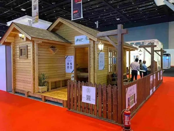 brown sustanable tongue and groove style ekbote timber homes for index fair design exhibition with red rug