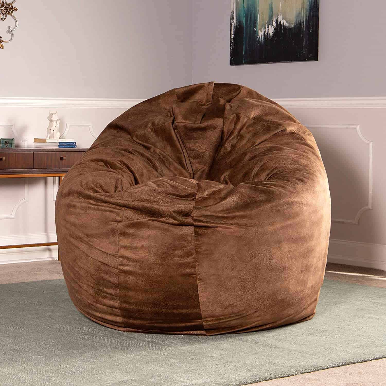 velvet brown filled giant beanbag