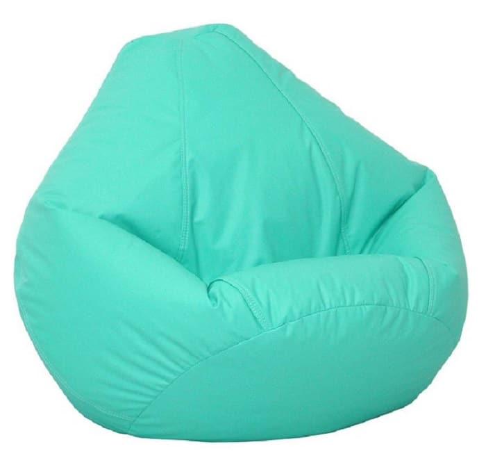 turquoise bean bag chair in vinyl material