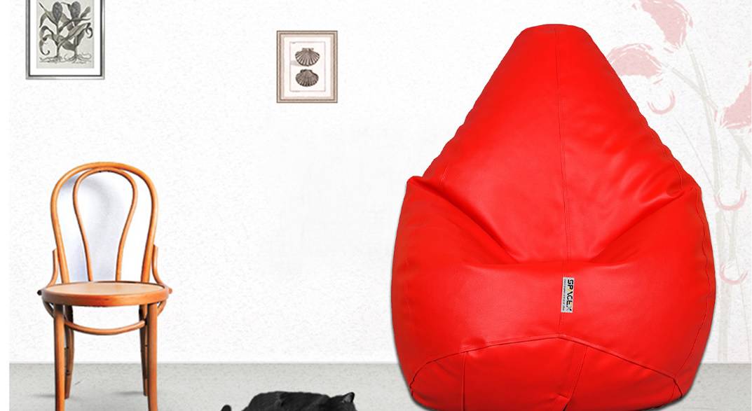 red leatherette budget bean bag