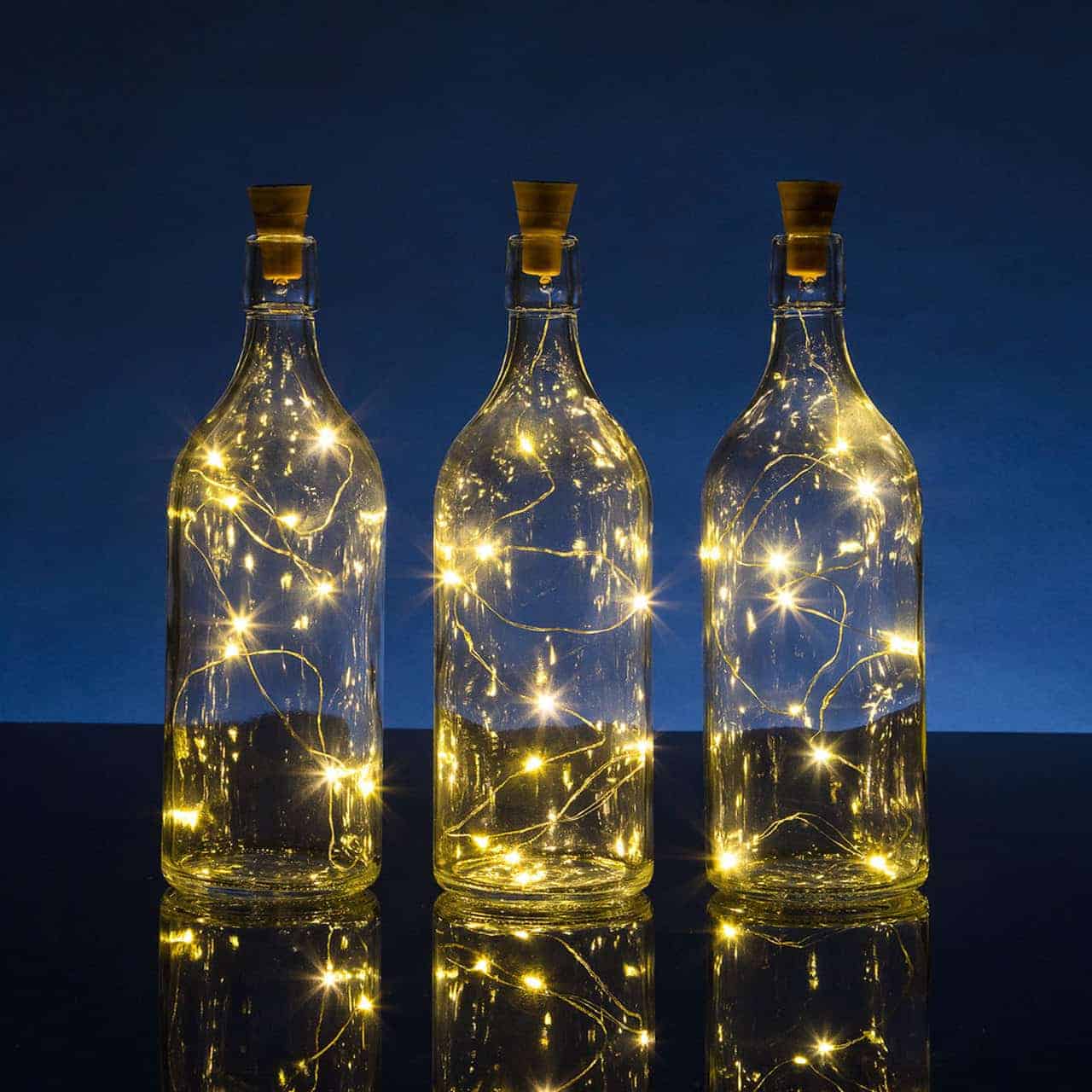 LEDs inside glass bottles