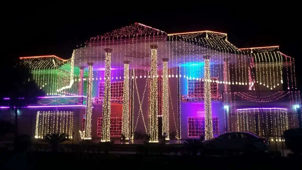 House exterior decorated with LEDs.