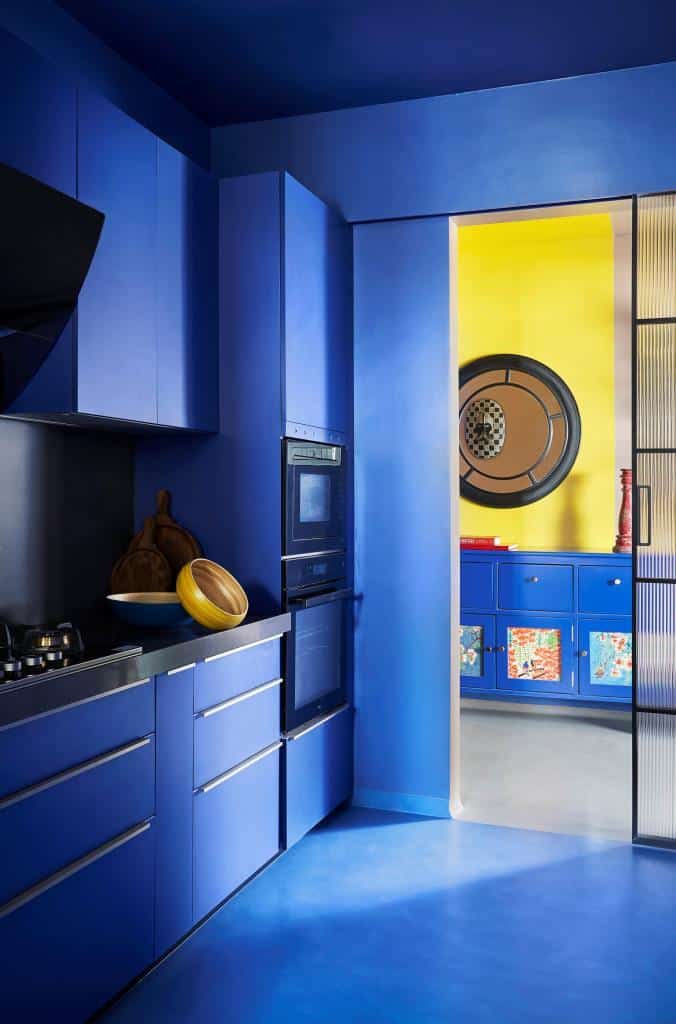 luxury blue kitchen design with built in appliances by Siemens