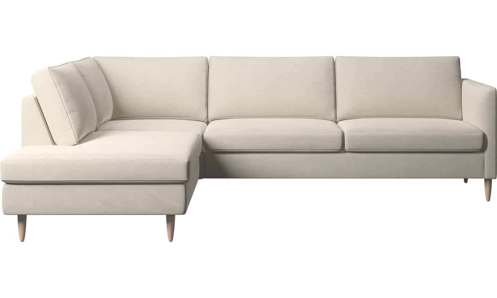 white modern l shaped sofa set design with clean and crisp look and wood legs