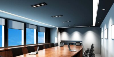office false ceiling in blue colour for conference room