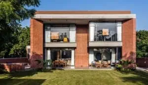 Brick and glass famous house in ahmedabad
