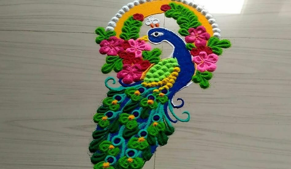 colourful peacock art