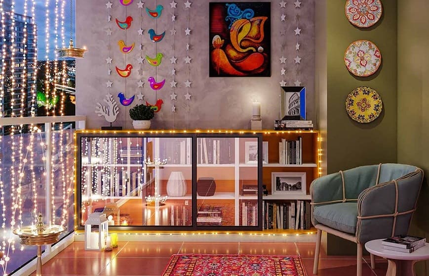 Diwali decor ideas for home with string lights