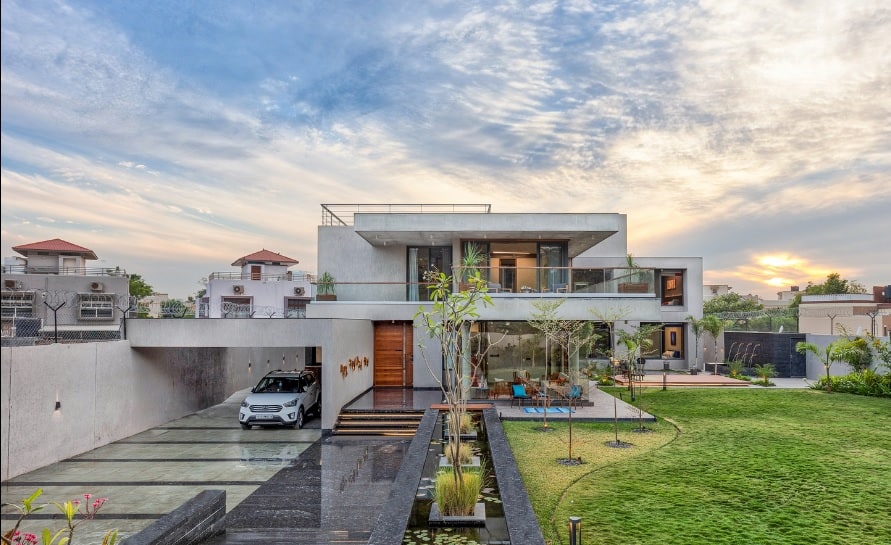 modern elevation for this unique project by vpa architects in ahmedabad