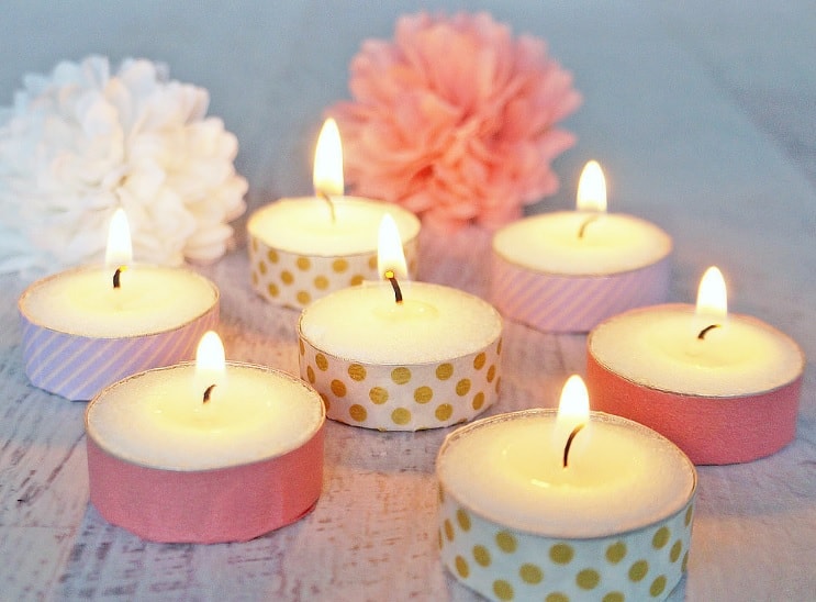 candles with colourful tape