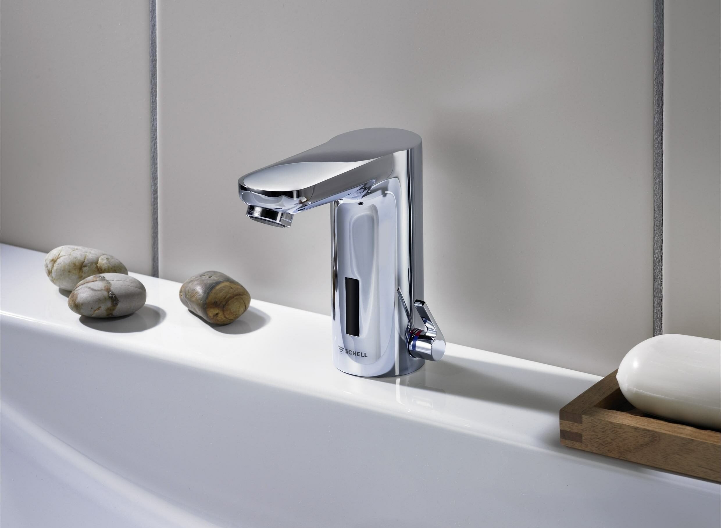 schell leed certified product, electronic sensor fittings, touchless washbasin faucet, energy efficient sustainable bath fittings