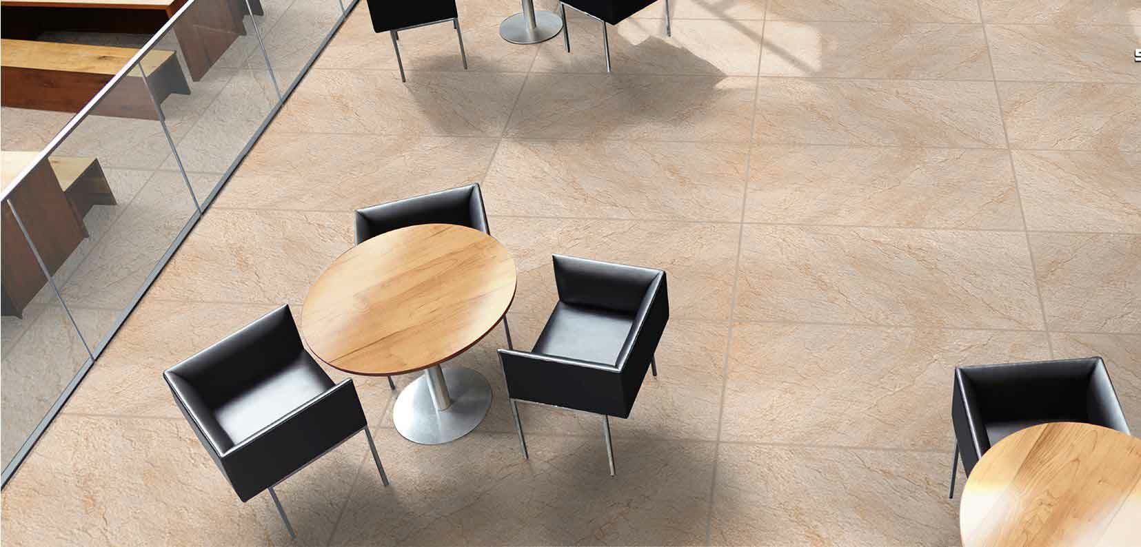 beige Ceramic flooring with chair and table