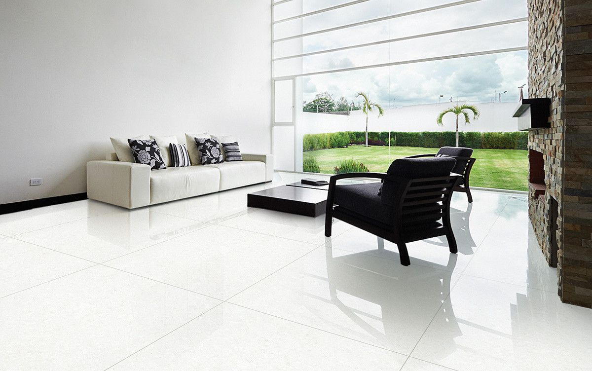 white floor in a living room AGL Vs Kajaria tiles