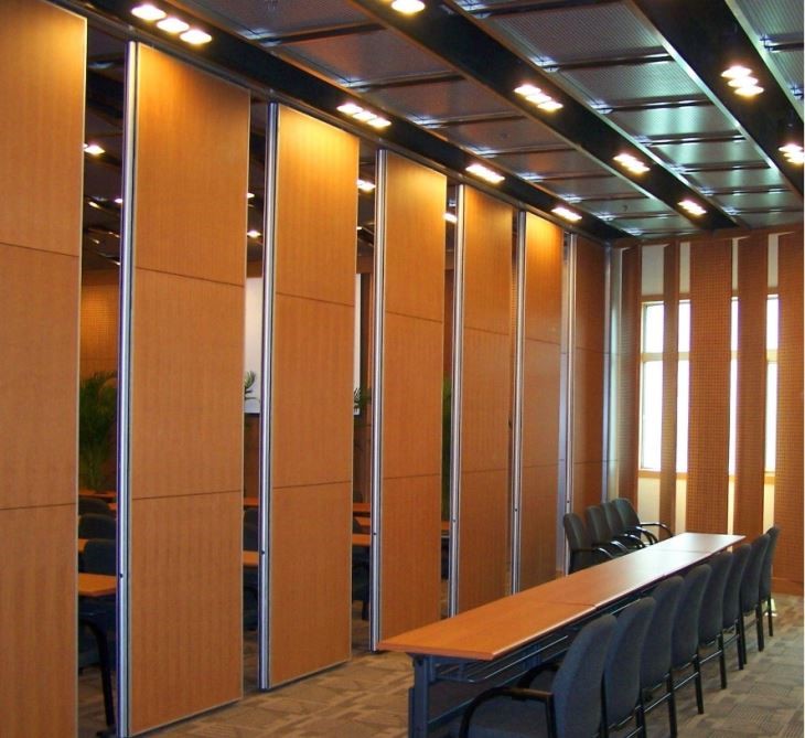 brown wall panels in an office