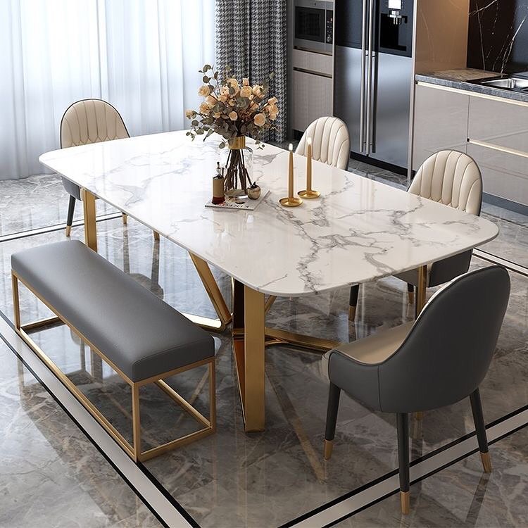 white dining table in a dining room