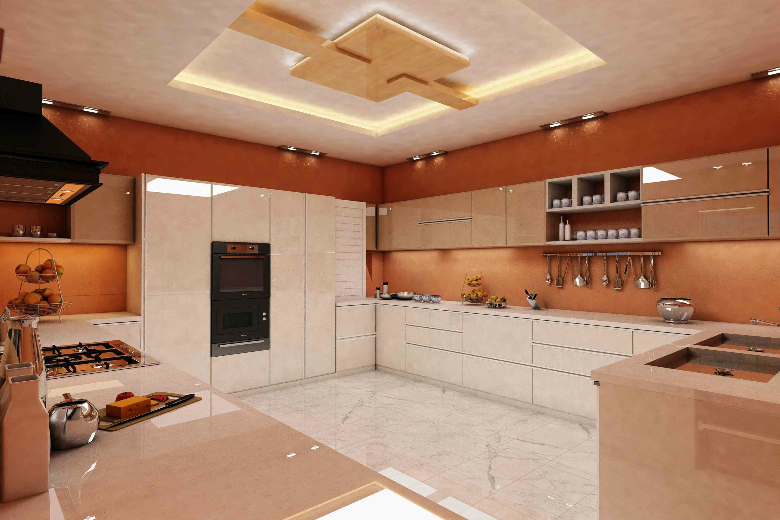 stylish beige kitchen ،use design designed by Top best interior decorators, designers & architectural firms in Jaipur