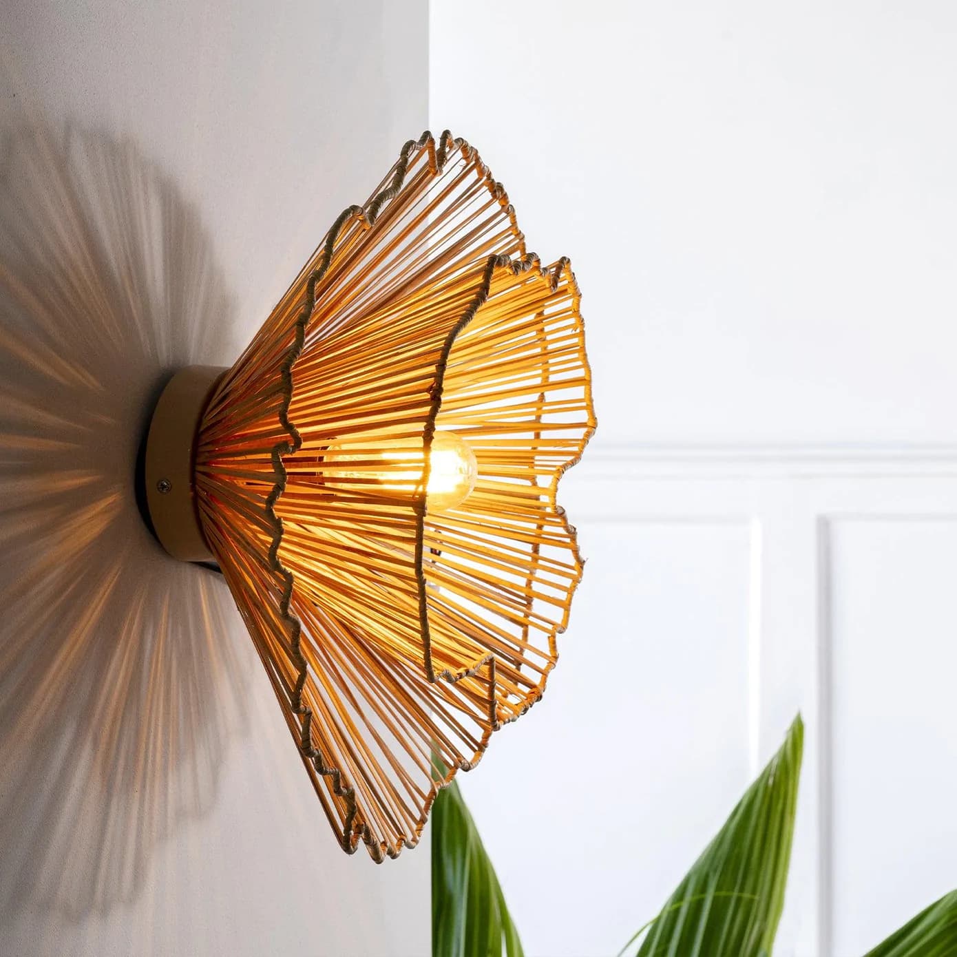 perfect choice for your room, beautiful wall sconce, designed with iron and cane in style