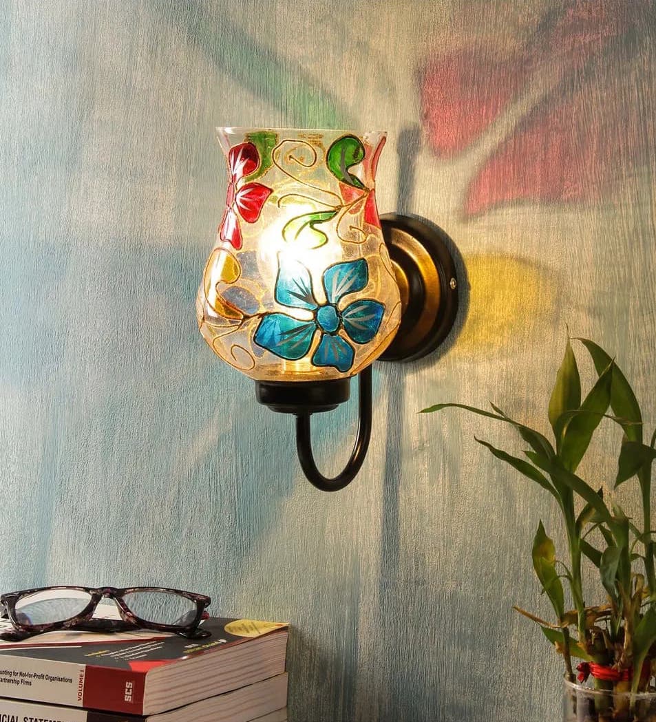 eye catching lamp, multi-colour,with glass, giving your space a pleasing environment