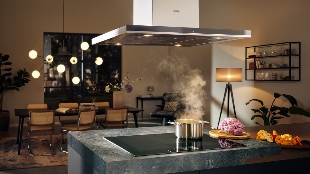 luxury kitchen design with built in induction ،b and stainless steel island kitchen ،od, siemens modular kitchen chimney