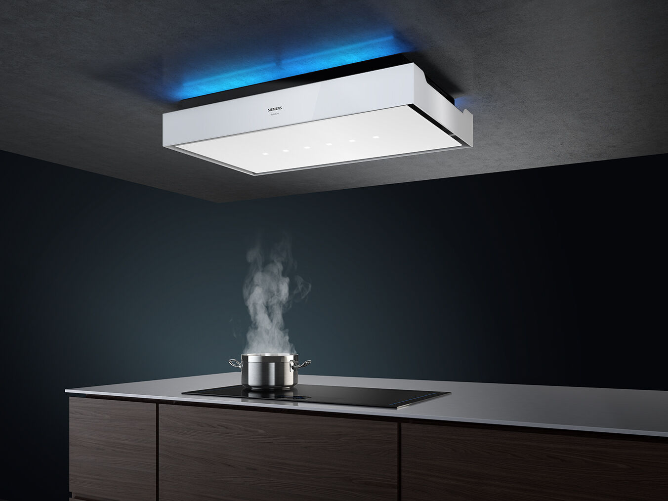 fixed ceiling extractor with concealed lights and smart connectivity