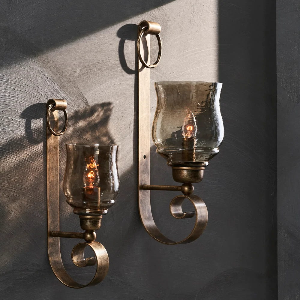 lamp with hammered ring detail and a glass, with a mid-century oldcharm