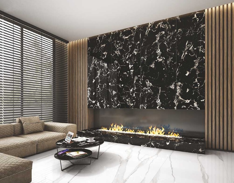 black wall tiles by Kajaria tiles near me