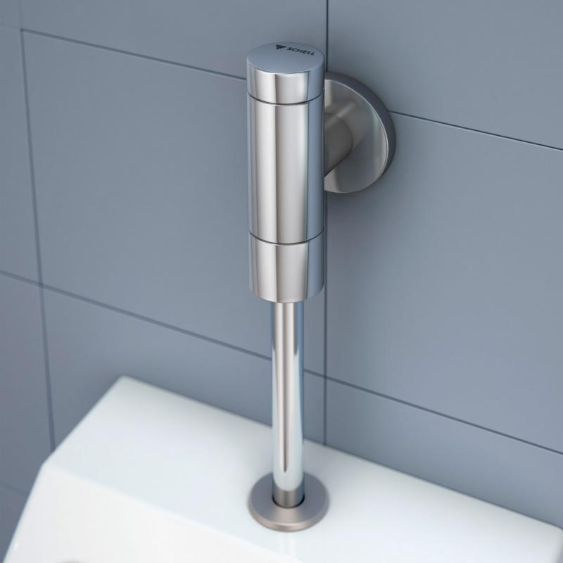 schell exposed urinal flush valve with shut off valve, brass valve in chrome finish, bathroom fittings and plumbing fittings