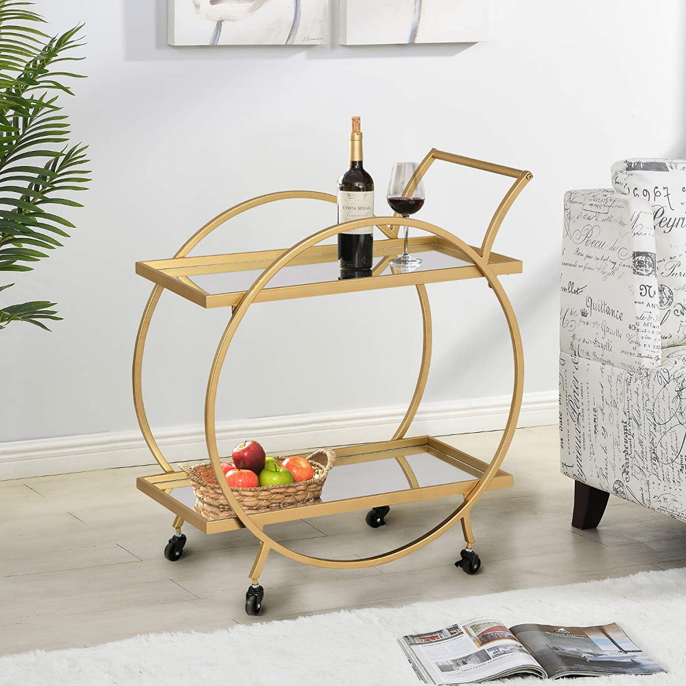 beautiful round bar cart, furniture for kitchen and hall