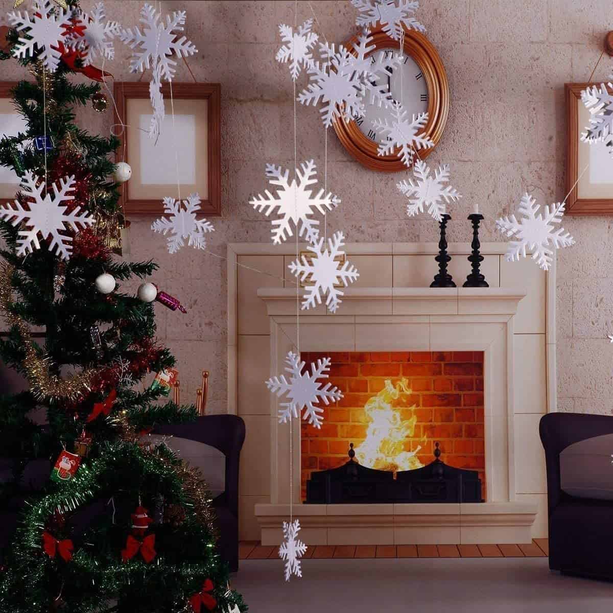 Graceful Christmas decoration idea with paper snowflakes as decor items for your tree and home