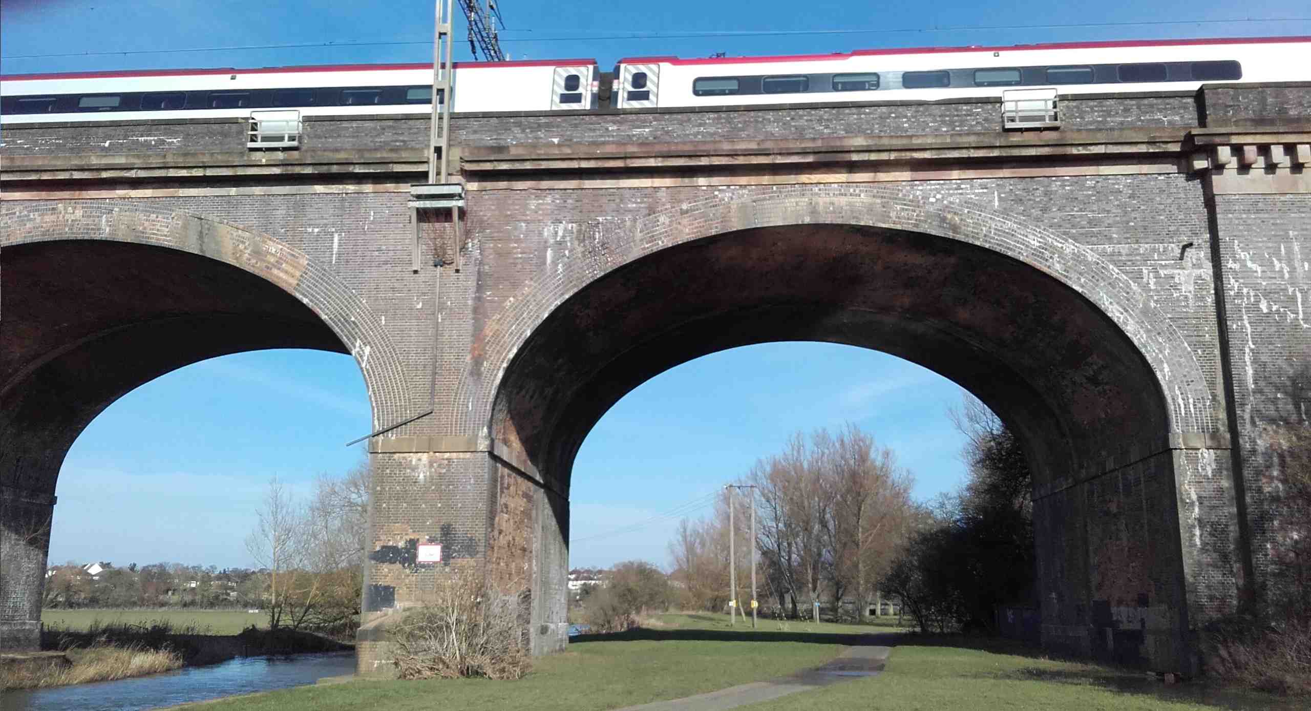 bridge with a white train