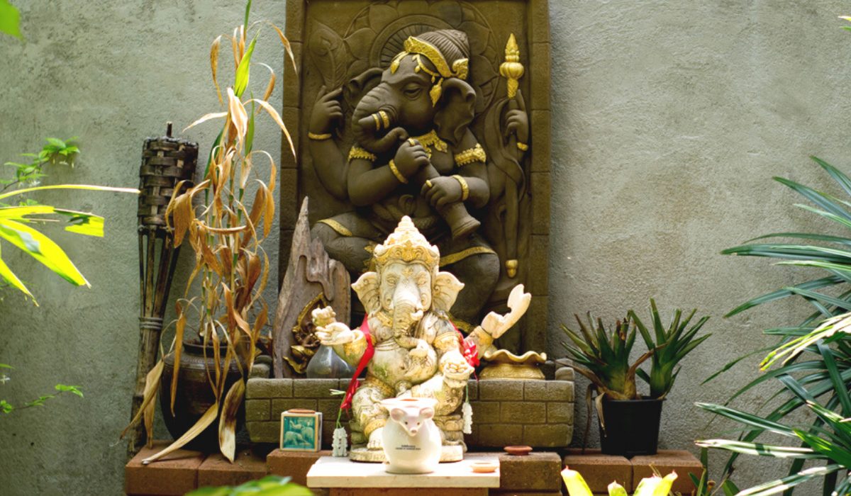 Lord Ganapati Murti or photo, multiple idols, made of stone placed in home