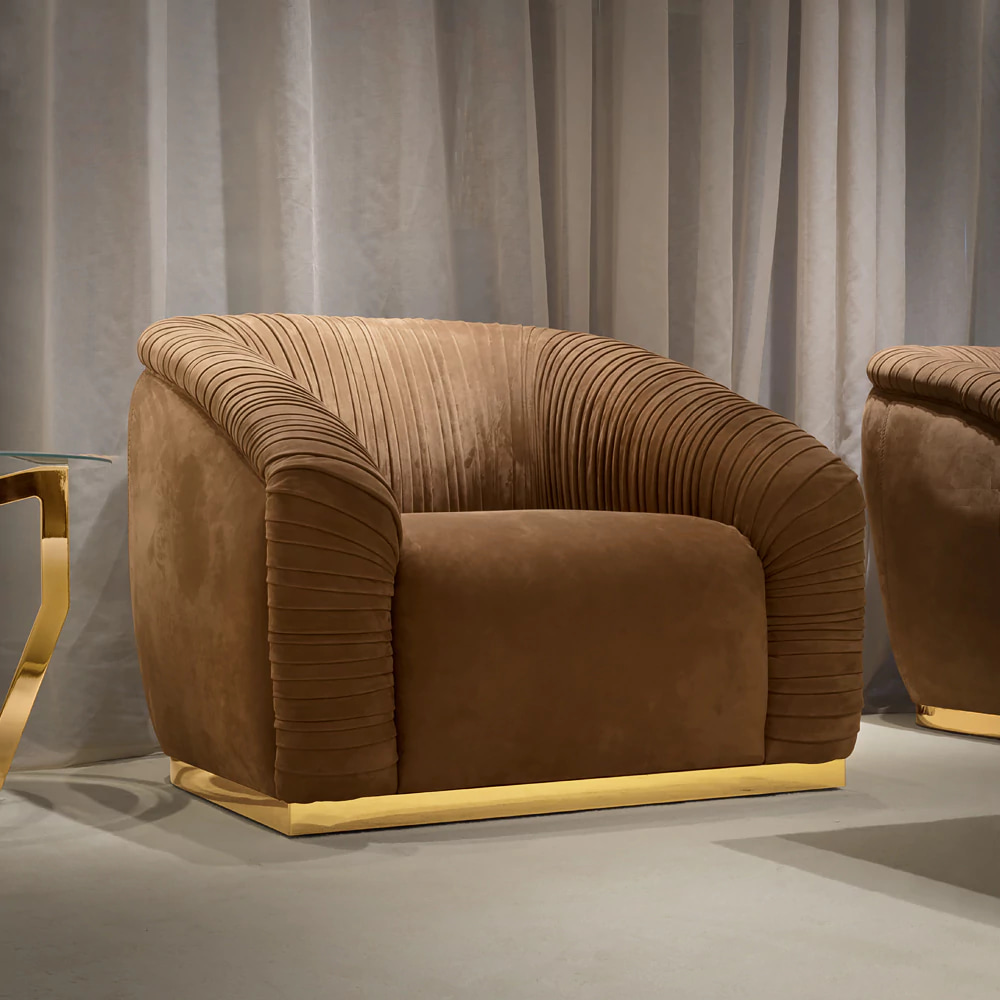 modern nu-buck club chair, placed in hall giving a luxurious look