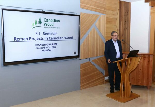 Mr. Pranesh Chhibber in a seminar organised by canadian wood on desiging and building with legally manufactured wood