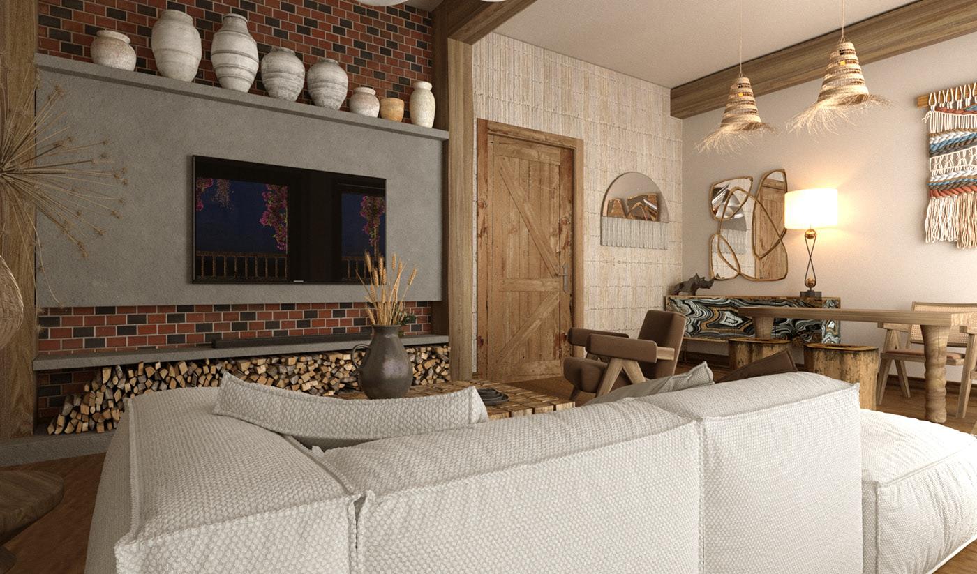 rustic living room design, tv unit, wooden interiors, antique accents, white sofa