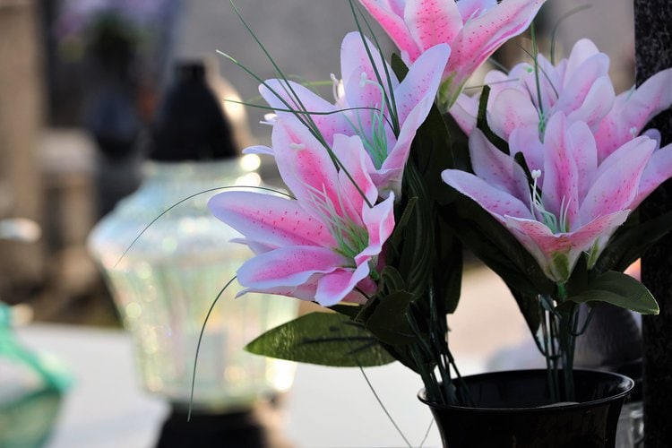 artificial Lilies in flower pots