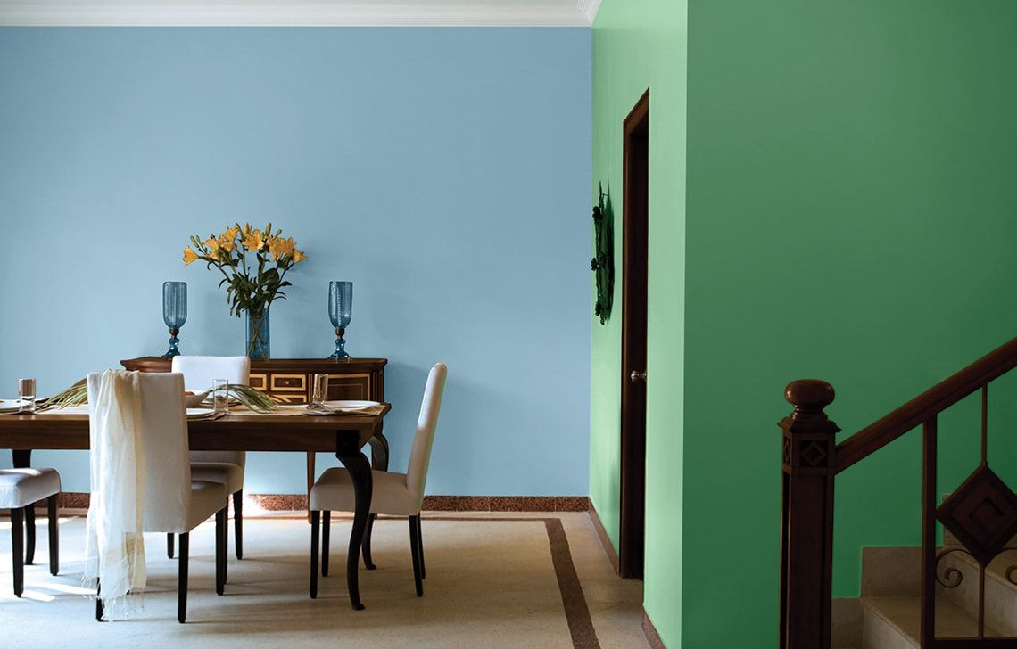 Dining room wall colour combo, blue, green