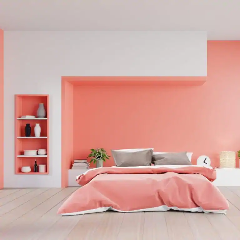 bedroom wall ,Coral with neutral shades
