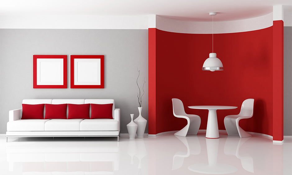 Colour combo for living room walls. red and white
