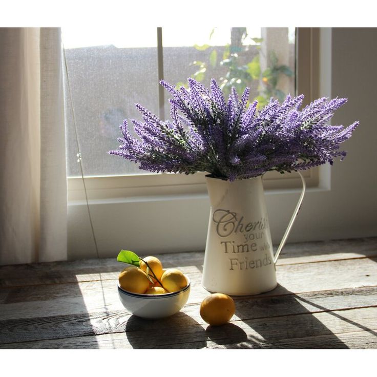 Lavender artificial florals in decorative flower pot