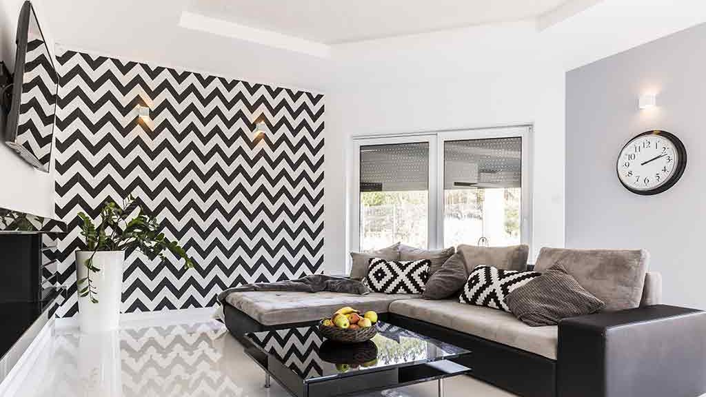 living room in Black and white, bedroom walls