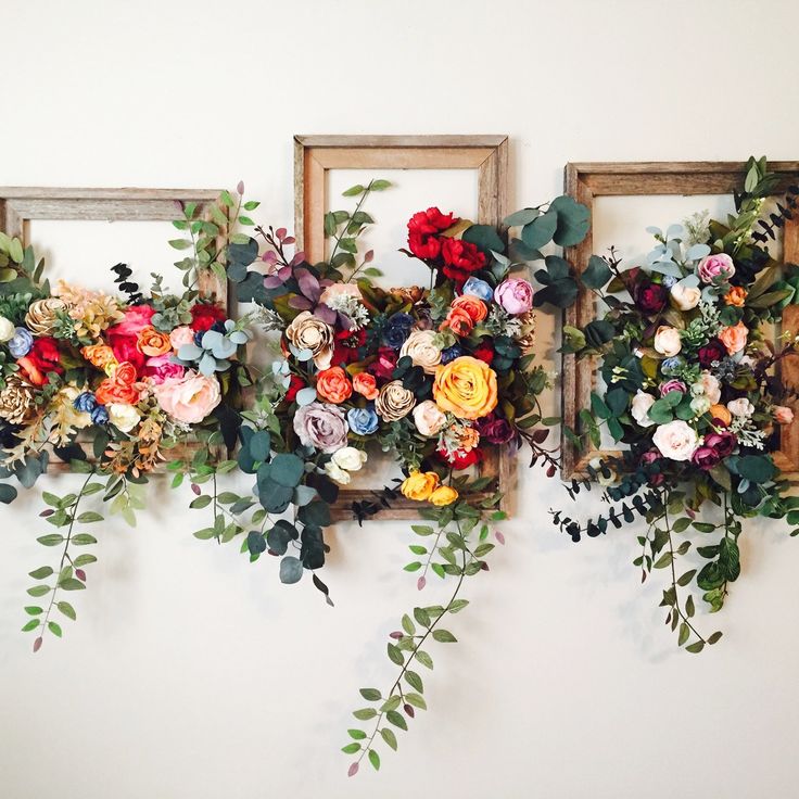 Fake flower arrangement wall mounted